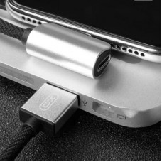 Дата кабель NB46 2in1 USB - Lightning + Lightning Audio 2.4А 1.0m Silver XoKo (XO-NB46) - Фото