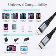 Дата кабель USB-C to Lightning 2.0m 20 W MFI USB3.1 Choetech (IP0041) - Фото