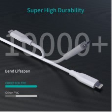 Дата кабель USB-C to Lightning 1.0m USB2.0 30 W MFI Choetech (IP0040-WH) - Фото