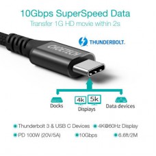 Дата кабель USB-С to USB-С 2.0m 100W 4K60Hz USB3.1 GEN2 Choetech (XCC-1007-V2-BK) - Фото