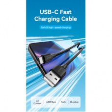 Дата кабель USB 2.0 AM to USB-C 3.0m 3.0A (18W) PVC black VENTION (CTHBI) - Фото