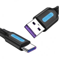 Дата кабель USB 2.0 AM to Type-C 0.5m 5.0A (25W) PVC black Vention (CORBD) - Фото