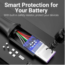 Дата кабель USB 2.0 AM to Type-C 0.5m 5.0A (25W) PVC black Vention (CORBD) - Фото