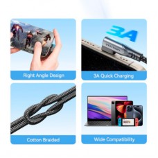 Дата кабель USB-C to USB-C 0.5m USB2.0 60W (20V/3A) angle 90° Gray Aluminum Alloy Vention (TRAHD) - Фото