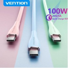 Дата кабель USB-C to USB-C 2.0m USB2.0 100W (20V/5A) Light Green Silicone Vention (TAWGH) - Фото