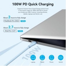 Дата кабель USB-C to USB-C 2.0m USB2.0 100W (20V/5A) Light Green Silicone Vention (TAWGH) - Фото