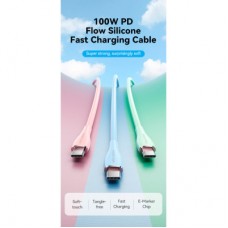 Дата кабель USB-C to USB-C 2.0m USB2.0 100W (20V/5A) Light Blue Silicone Vention (TAWSH) - Фото
