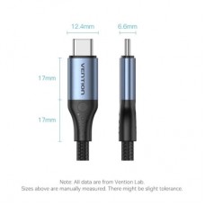 Дата кабель USB-C to USB-C 1.0m USB4.0 240W (50V/5A) 8K60Hz Thunderbolt 4 Gray Aluminum Alloy Vention (TAVHF) - Фото