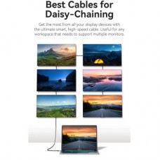 Дата кабель USB-C to USB-C 1.0m USB4.0 240W (50V/5A) 8K60Hz Thunderbolt 4 Gray Aluminum Alloy Vention (TAVHF) - Фото