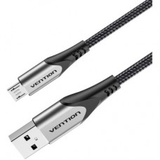 Дата кабель USB 2.0 AM to Micro 5P 0.25m 3.0A (18W) PVC Gray Aluminum Alloy Vention (COAHC) - Фото