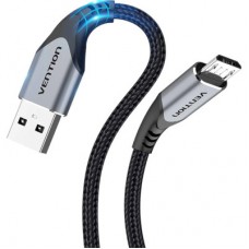 Дата кабель USB 2.0 AM to Micro 5P 0.25m 3.0A (18W) PVC Gray Aluminum Alloy Vention (COAHC) - Фото