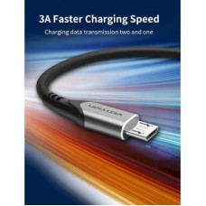 Дата кабель USB 2.0 AM to Micro 5P 0.25m 3.0A (18W) PVC Gray Aluminum Alloy Vention (COAHC) - Фото