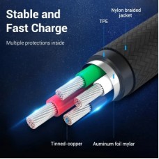 Дата кабель USB 2.0 AM to Micro 5P 0.25m 3.0A (18W) PVC Gray Aluminum Alloy Vention (COAHC) - Фото