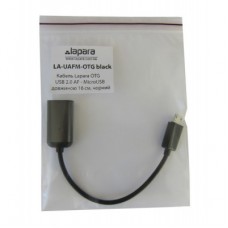 Дата кабель OTG USB 2.0 AF to Micro 5P 0.16m Lapara (LA-UAFM-OTG black) - Фото