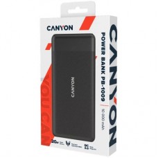 Батарея універсальна Canyon PB-109 10000 mAh PD/18W QC/3.0/20W Black (CNE-CPB1009B) - Фото