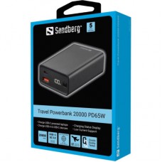 Батарея універсальна Sandberg 20000 mAh, PD/65W, QC/3.0, low carrent mode, +cable 100 W (420-95) - Фото