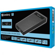 Батарея універсальна Sandberg 30000mAh, PD/100W, QC/3.0, UPS mode, +2*cable 100 W (420-87) - Фото
