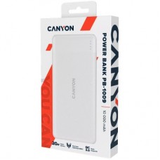 Батарея універсальна Canyon PB-109 10000 mAh PD/18W QC/3.0/20W White (CNE-CPB1009W) - Фото