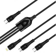 Дата кабель USB 2.0 AM to Lightning + Micro 5P + Type-C 1.2m 3.0A (PD60W data) Black ColorWay - Фото