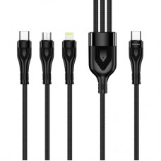Дата кабель USB 2.0 AM to Lightning + Micro 5P + Type-C 1.2m 3.0A (PD60W data) Black ColorWay - Фото