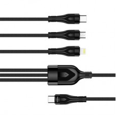 Дата кабель USB 2.0 AM to Lightning + Micro 5P + Type-C 1.2m 3.0A (PD60W data) Black ColorWay - Фото
