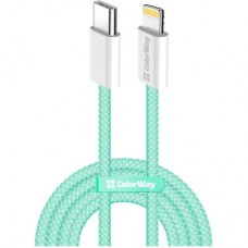 Дата кабель USB-C to Lightning 1.0m 27W green ColorWay (CW-CBPDCL061-G) - Фото