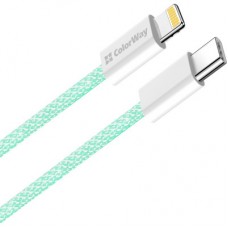 Дата кабель USB-C to Lightning 1.0m 27W green ColorWay (CW-CBPDCL061-G) - Фото