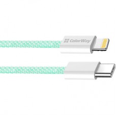 Дата кабель USB-C to Lightning 1.0m 27W green ColorWay (CW-CBPDCL061-G) - Фото