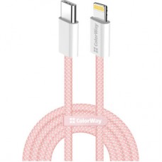Дата кабель USB-C to Lightning 1.0m 27W pink ColorWay (CW-CBPDCL061-P) - Фото