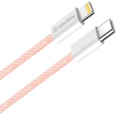 Дата кабель USB-C to Lightning 1.0m 27W pink ColorWay (CW-CBPDCL061-P) - Фото
