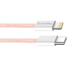 Дата кабель USB-C to Lightning 1.0m 27W pink ColorWay (CW-CBPDCL061-P) - Фото