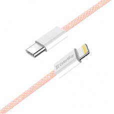 Дата кабель USB-C to Lightning 1.0m 27W pink ColorWay (CW-CBPDCL061-P) - Фото