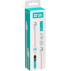 Дата кабель USB-C to Lightning 1.0m 27W pink ColorWay (CW-CBPDCL061-P) - Фото