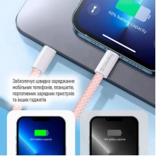 Дата кабель USB-C to Lightning 1.0m 27W pink ColorWay (CW-CBPDCL061-P) - Фото