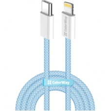 Дата кабель USB-C to Lightning 1.0m 27W blue ColorWay (CW-CBPDCL061-BL) - Фото