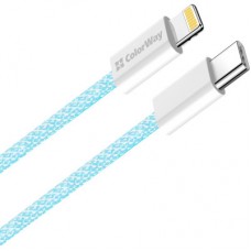 Дата кабель USB-C to Lightning 1.0m 27W blue ColorWay (CW-CBPDCL061-BL) - Фото