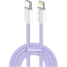 Дата кабель USB-C to Lightning 1.0m 27W purple ColorWay (CW-CBPDCL061-PU) - Фото