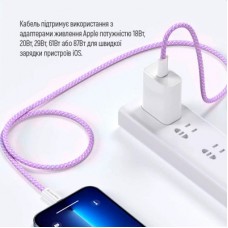 Дата кабель USB-C to Lightning 1.0m 27W purple ColorWay (CW-CBPDCL061-PU) - Фото