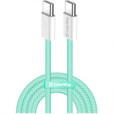 Дата кабель USB-C to USB-C 1.0m 60W 3.0А green ColorWay (CW-CBPDCC061-G) - Фото