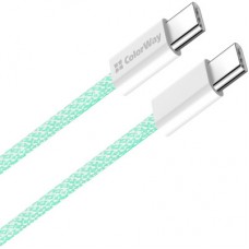 Дата кабель USB-C to USB-C 1.0m 60W 3.0А green ColorWay (CW-CBPDCC061-G) - Фото
