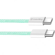 Дата кабель USB-C to USB-C 1.0m 60W 3.0А green ColorWay (CW-CBPDCC061-G) - Фото