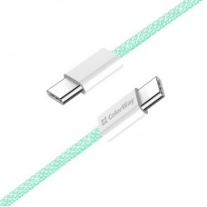 Дата кабель USB-C to USB-C 1.0m 60W 3.0А green ColorWay (CW-CBPDCC061-G) - Фото