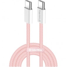 Дата кабель USB-C to USB-C 1.0m 60W 3.0А pink ColorWay (CW-CBPDCC061-P) - Фото
