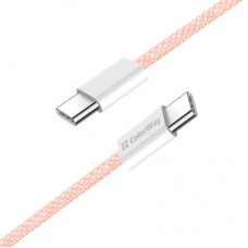 Дата кабель USB-C to USB-C 1.0m 60W 3.0А pink ColorWay (CW-CBPDCC061-P) - Фото