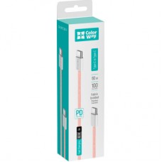 Дата кабель USB-C to USB-C 1.0m 60W 3.0А pink ColorWay (CW-CBPDCC061-P) - Фото