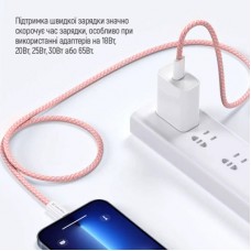 Дата кабель USB-C to USB-C 1.0m 60W 3.0А pink ColorWay (CW-CBPDCC061-P) - Фото