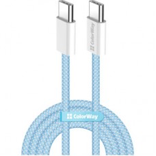Дата кабель USB-C to USB-C 1.0m 60W 3.0А blue ColorWay (CW-CBPDCC061-BL) - Фото