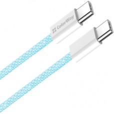 Дата кабель USB-C to USB-C 1.0m 60W 3.0А blue ColorWay (CW-CBPDCC061-BL) - Фото