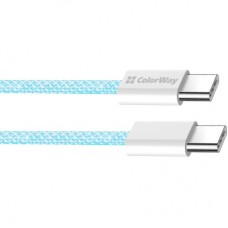 Дата кабель USB-C to USB-C 1.0m 60W 3.0А blue ColorWay (CW-CBPDCC061-BL) - Фото