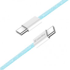 Дата кабель USB-C to USB-C 1.0m 60W 3.0А blue ColorWay (CW-CBPDCC061-BL) - Фото